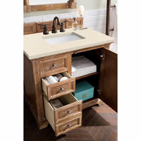 James Martin Vanities Providence 36in Single Vanity, Driftwood w/ 3 CM Eternal Marfil Quartz Top 238-105-5511-3EMR